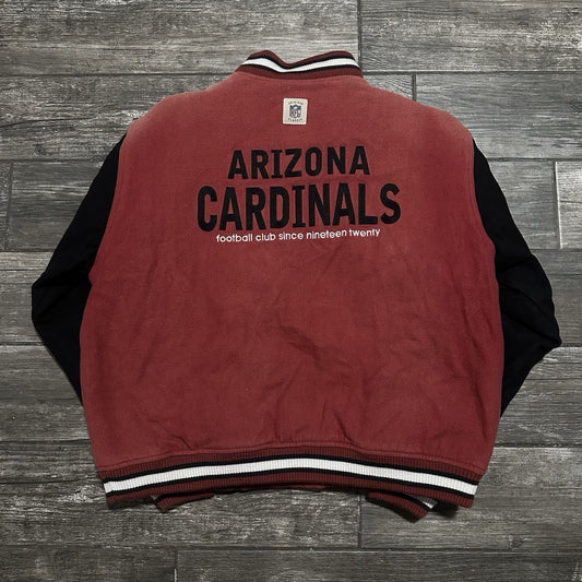 VTG REEBOK ARIZONA CARDINALS LETTERMAN VARSITY NFL BOMBER JACKET RED FADED SZ L Yesterday's Fits Clothing Fashion Vintage Streetwear Fashion Item
