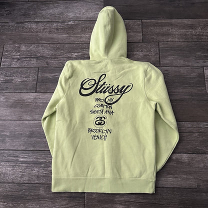 STUSSY CHAPTER STORE HIGHLIGHTER HEAVY FULL ZIP SWEATSHIRT HOODIE SURF SZ M Stussy Clothing Fashion Vintage Streetwear Fashion Item