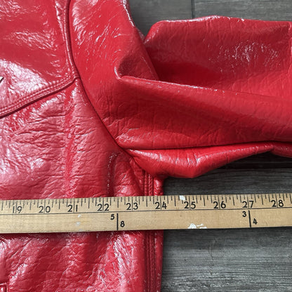 DIESEL J-LOU VINYL-EFFECT RED TRUCKER JACKET ZIP UP SZ 2XL FAUX LEATHER (J) Yesterday's Fits Clothing Fashion Vintage Streetwear Fashion Item