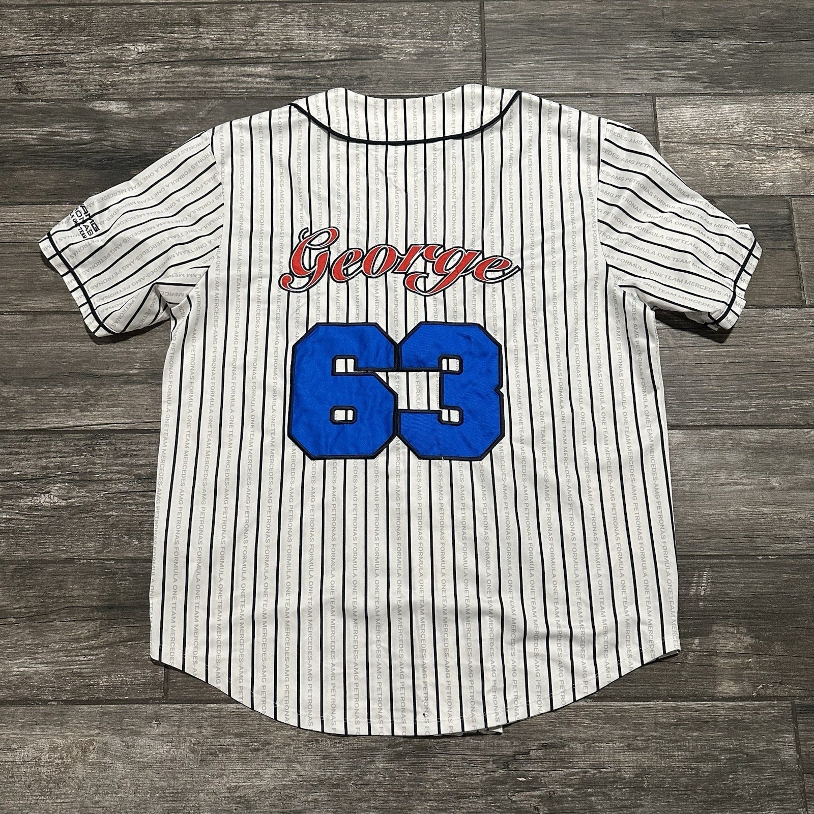 TOMMY HILFIGER AWAKE MERCEDES F1 GEORGE WHITE STRIPED BASEBALL JERSEY SZ 2XL Yesterday's Fits Clothing Fashion Vintage Streetwear Fashion Item
