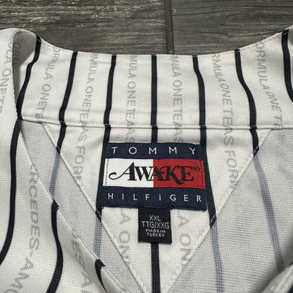 TOMMY HILFIGER AWAKE MERCEDES F1 GEORGE WHITE STRIPED BASEBALL JERSEY SZ 2XL Yesterday's Fits Clothing Fashion Vintage Streetwear Fashion Item