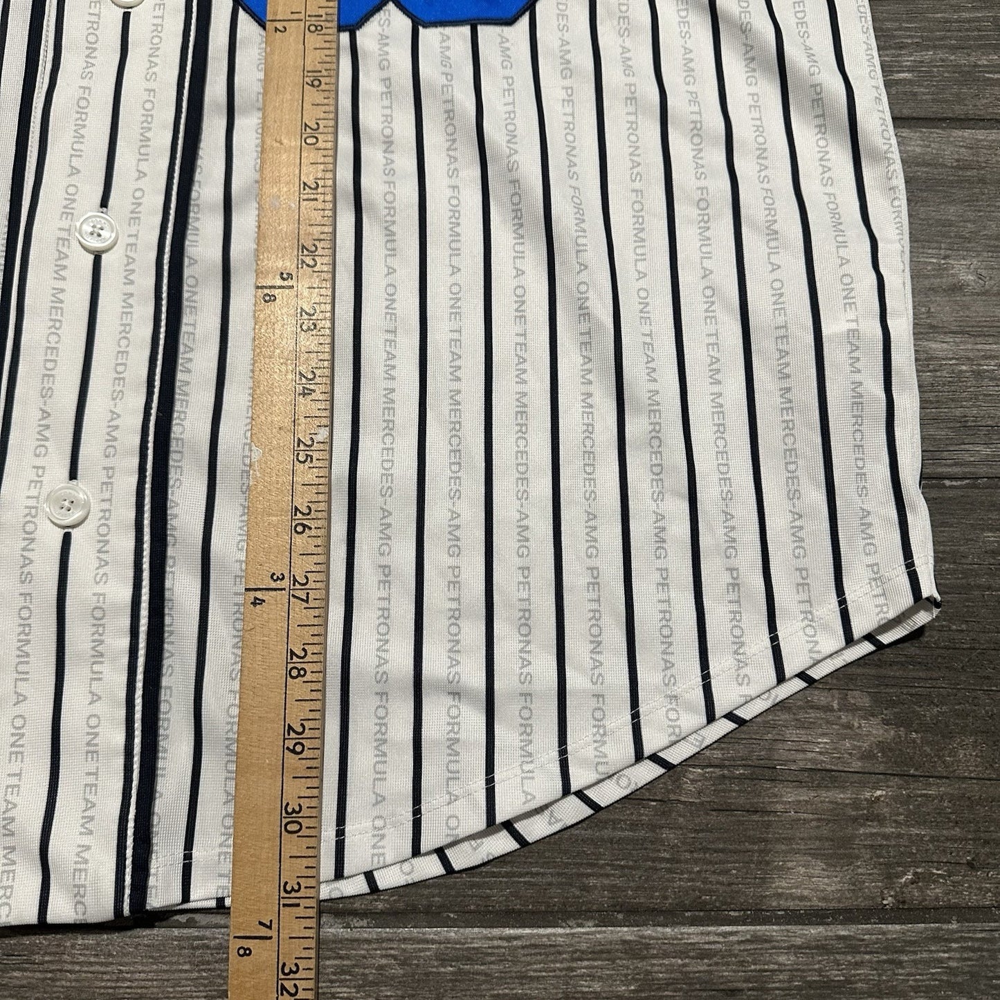 TOMMY HILFIGER AWAKE MERCEDES F1 GEORGE WHITE STRIPED BASEBALL JERSEY SZ 2XL Yesterday's Fits Clothing Fashion Vintage Streetwear Fashion Item