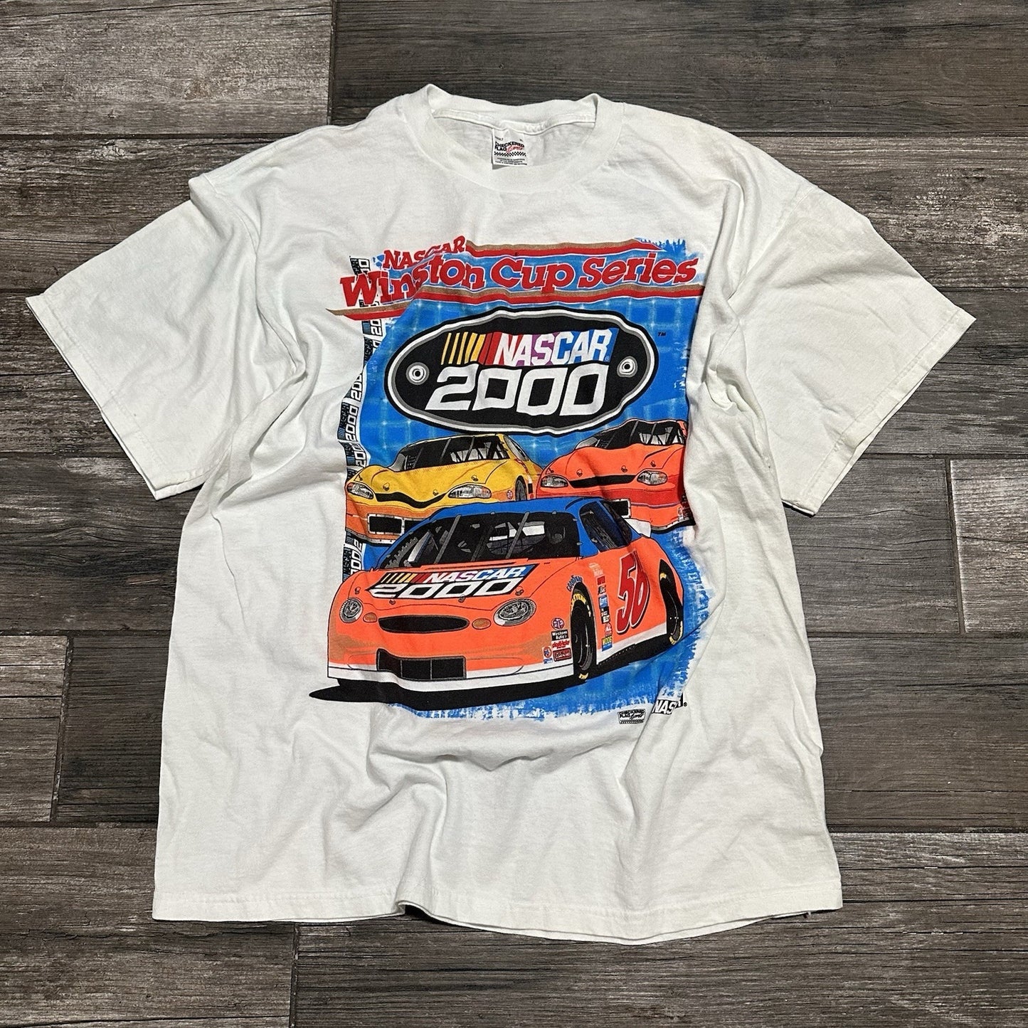 VTG 2000 NASCAR WINSTON CUP SERIES WHITE RACING T-SHIRT SZ XL CHECKERED FLAG Yesterday's Fits Clothing Fashion Vintage Streetwear Fashion Item
