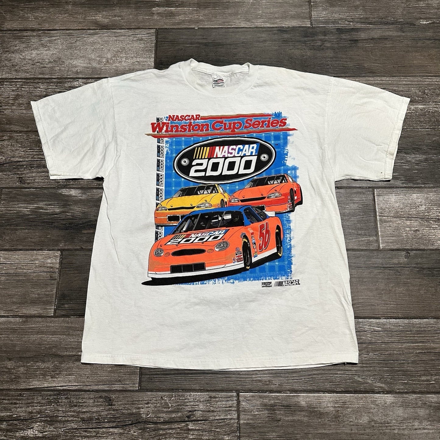 VTG 2000 NASCAR WINSTON CUP SERIES WHITE RACING T-SHIRT SZ XL CHECKERED FLAG Yesterday's Fits Clothing Fashion Vintage Streetwear Fashion Item