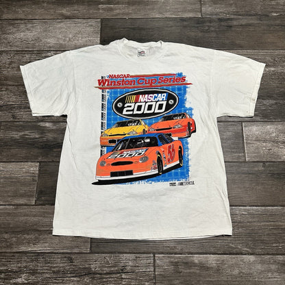 VTG 2000 NASCAR WINSTON CUP SERIES WHITE RACING T-SHIRT SZ XL CHECKERED FLAG Yesterday's Fits Clothing Fashion Vintage Streetwear Fashion Item