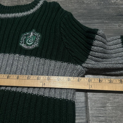 HARRY POTTER SLYTHERIN GREEN GREY HEAVY CABLE KNIT SWEATER SZ S WIAZRDS Yesterday's Fits Clothing Fashion Vintage Streetwear Fashion Item
