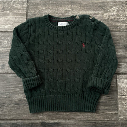 POLO RALPH LAUREN GREEN KNIT SWEATER BABY 24M 24-MOS GREEN PULLOVER Yesterday's Fits Clothing Fashion Vintage Streetwear Fashion Item
