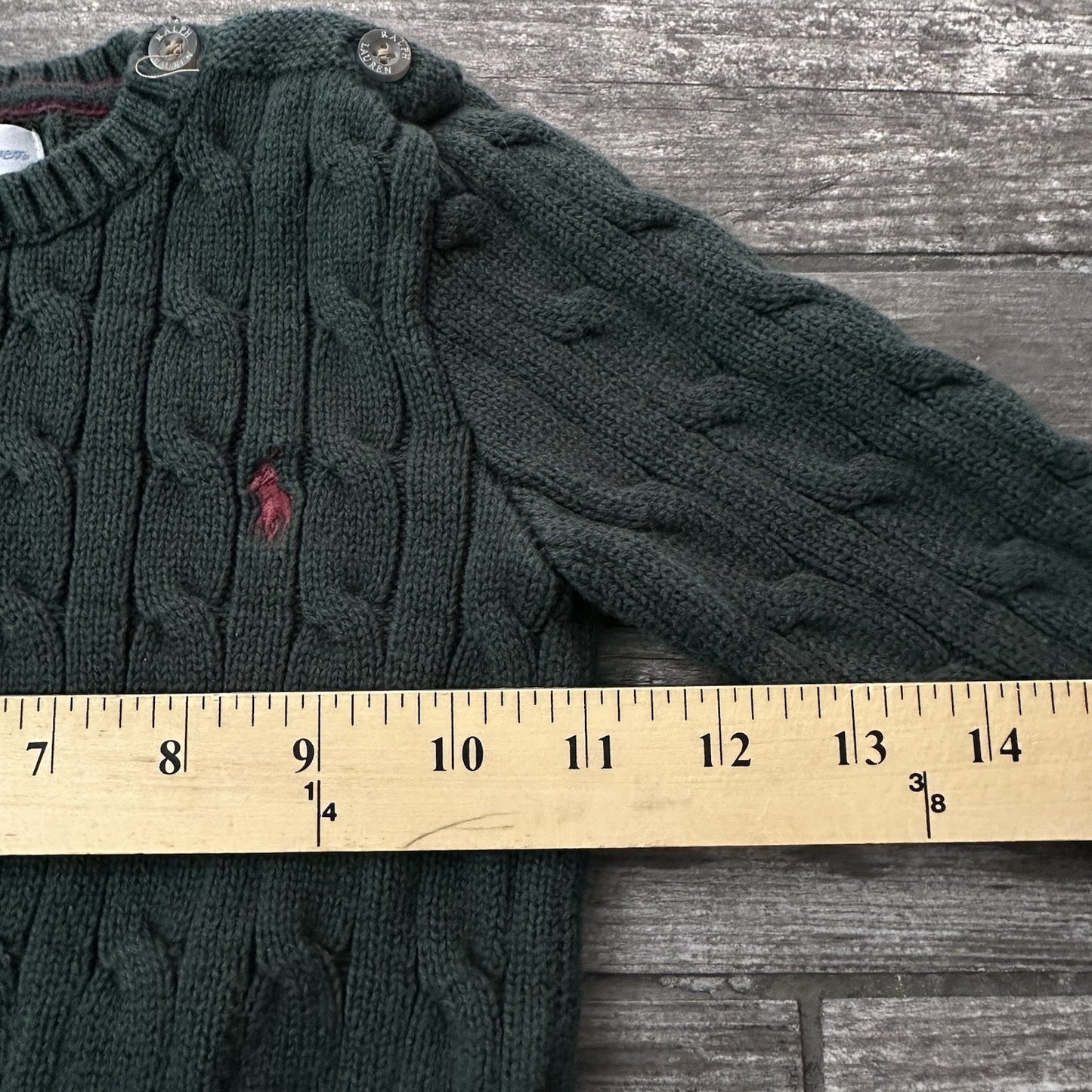 POLO RALPH LAUREN GREEN KNIT SWEATER BABY 24M 24-MOS GREEN PULLOVER Yesterday's Fits Clothing Fashion Vintage Streetwear Fashion Item