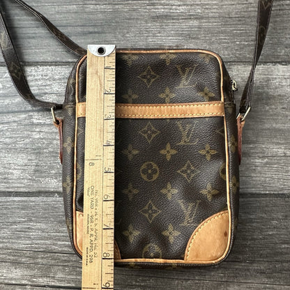 VTG 2000 LOUIS VUITTON DANUBE LEATHER SHOULDER SIDE BAG PURSE BROWN Y2K AOP Louis Vuitton Clothing Fashion Vintage Streetwear Fashion Item