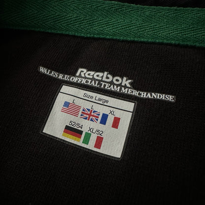 2002 REEBOK WALES RUGBY BLACK JERSEY LONG SLEEVE SHIRT SZ L WRU CYMRU Yesterday's Fits Clothing Fashion Vintage Streetwear Fashion Item