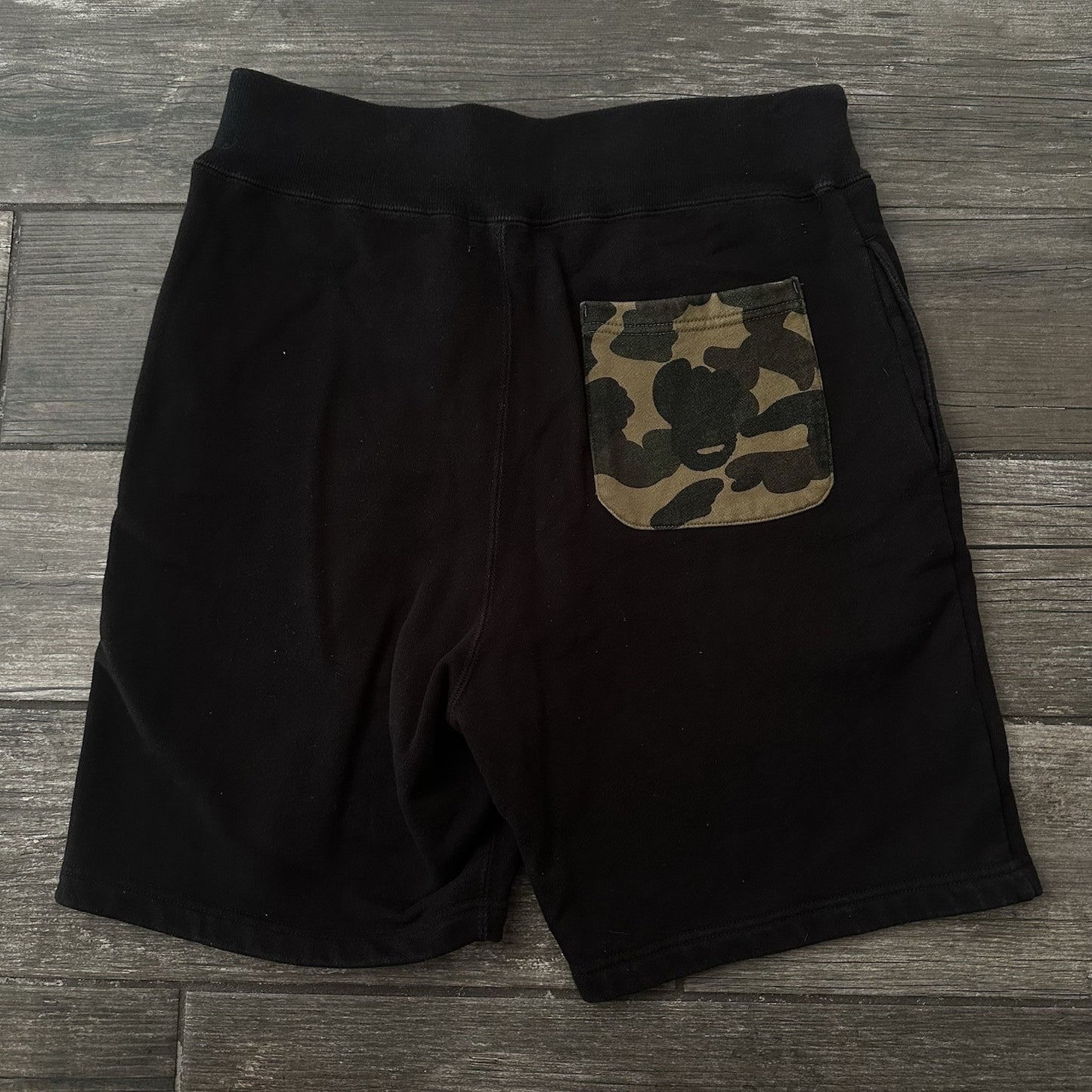 A BATHING APE BAPE BLACK COTTON SHARK FACE SWEAT SHORTS HEAVYWEIGHT CAMO SZ S A Bathing Ape Clothing Fashion Vintage Streetwear Fashion Item