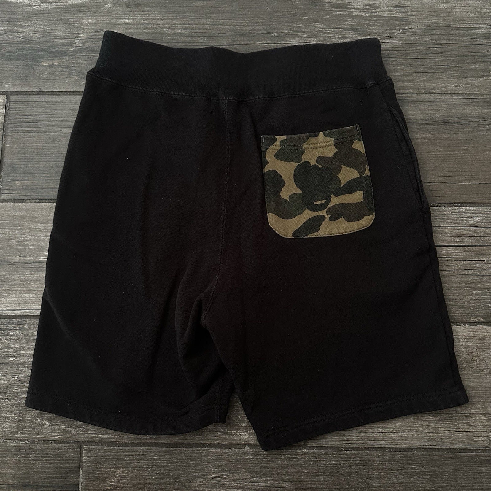 A BATHING APE BAPE BLACK COTTON SHARK FACE SWEAT SHORTS HEAVYWEIGHT CAMO SZ S A Bathing Ape Clothing Fashion Vintage Streetwear Fashion Item