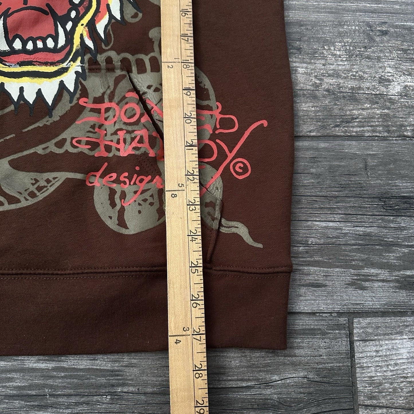 ED HARDY BROWN PULLOVER HOODIE SWEATSHIRT SZ M TIGER LOS ANGELES RHINESTONE Yesterday's Fits Clothing Fashion Vintage Streetwear Fashion Item