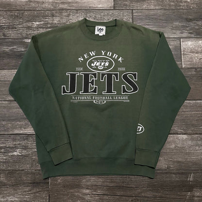 VTG 1999 LEE SPORT NEW YORK JETS FADED FOOTBALL GREEN SWEATSHIRT SZ L NFL USA Yesterday's Fits Clothing Fashion Vintage Streetwear Fashion Item