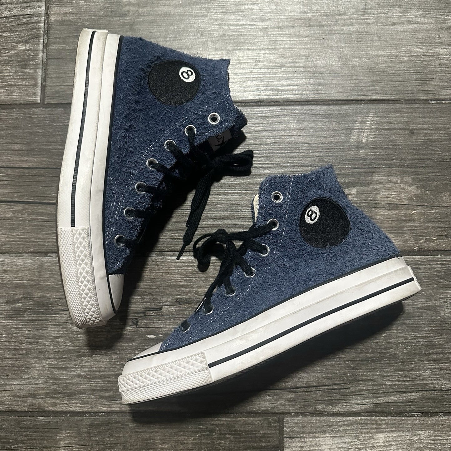CONVERSE CUCK 70 HI STUSSY 8-BALL BLUE BLACK WHITE SZ 6 SNEAKERS NO BOX Yesterday's Fits Clothing Fashion Vintage Streetwear Fashion Item