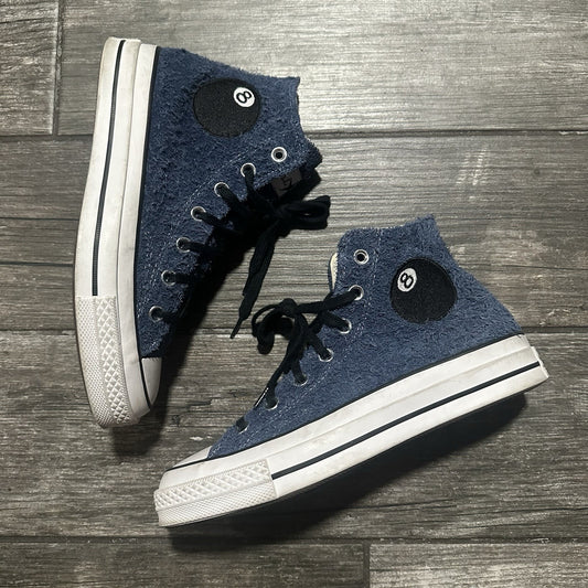 CONVERSE CUCK 70 HI STUSSY 8-BALL BLUE BLACK WHITE SZ 6 SNEAKERS NO BOX Yesterday's Fits Clothing Fashion Vintage Streetwear Fashion Item