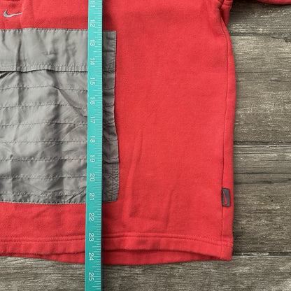 VTG NIKE PULLOVER RED GREY 1/2 SWEATSHIRT HOODIE SZ M KANGAROO POUCH Yesterday's Fits Clothing Fashion Vintage Streetwear Fashion Item