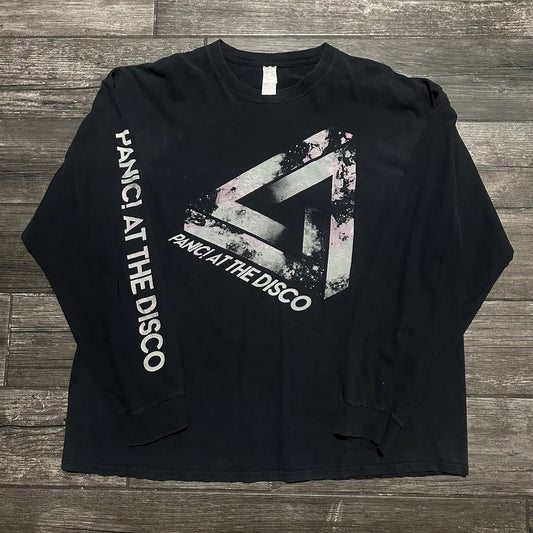 Y2K PANIC AT THE DISCO LONG SLEEVE BLACK FADED SHIRT CONCERT TOUR PROMO 2XL EMO Yesterday's Fits Clothing Fashion Vintage Streetwear Fashion Item