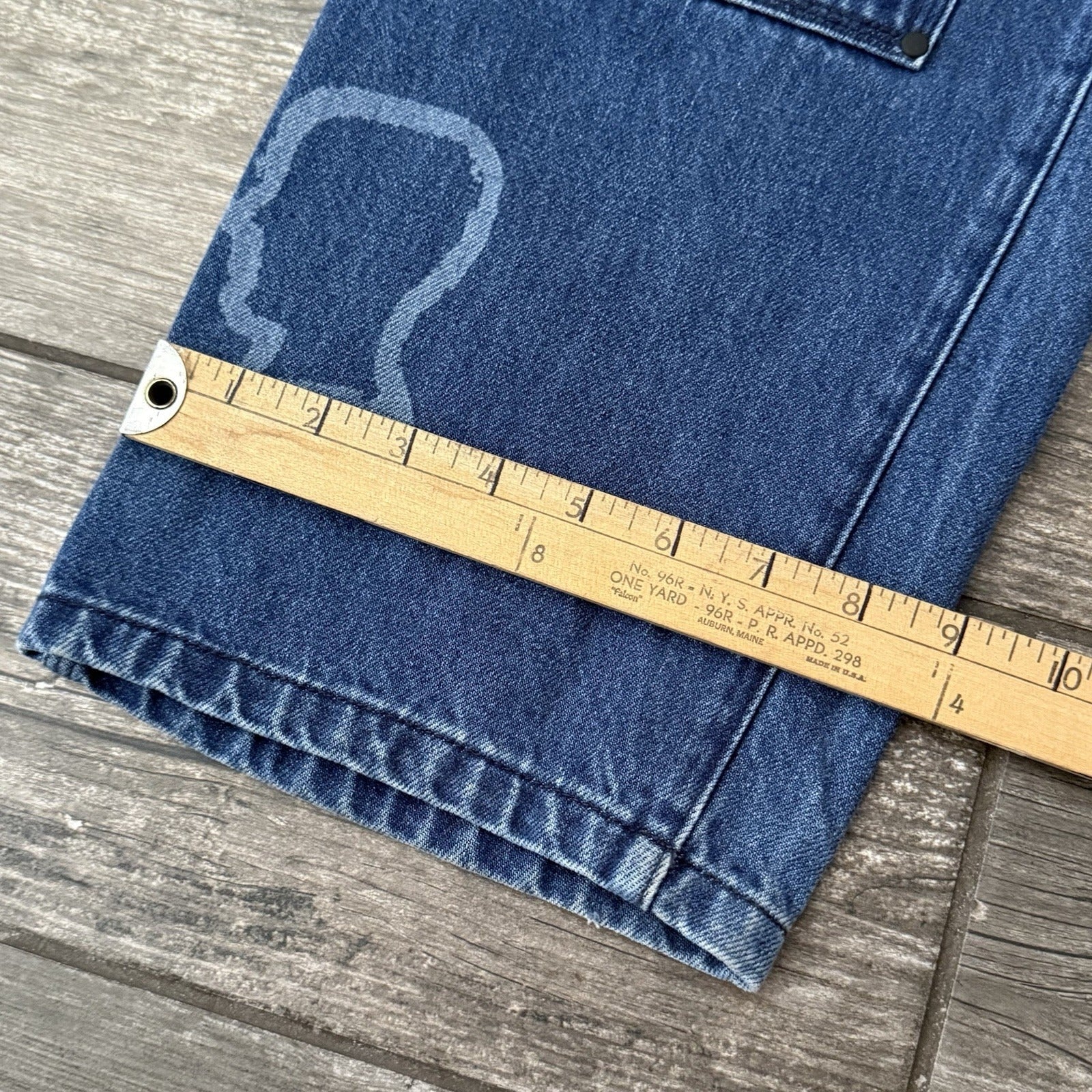 BRAIN DEAD HEAD PRINT AOP DOUBLE KNEE DENIM CARPENTER PANTS SZ 28 UTILITY JEANS Yesterday's Fits Clothing Fashion Vintage Streetwear Fashion Item