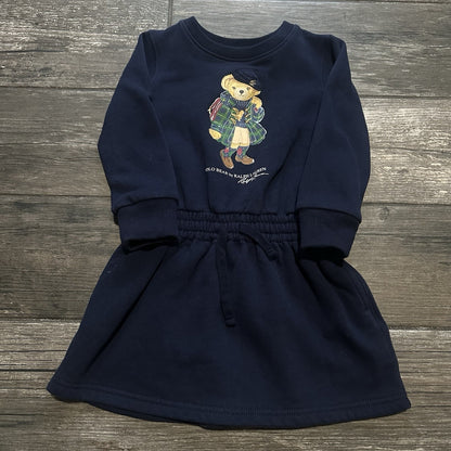 POLO RALPH LAUREN BEAR SWEATSHIRT SWEATER-DRESS SZ GIRLS 2 NAVY BLUE Yesterday's Fits Clothing Fashion Vintage Streetwear Fashion Item
