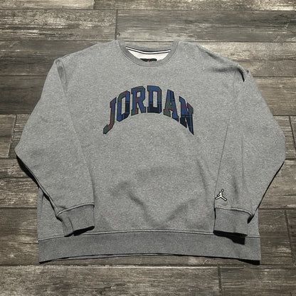 AIR JORDAN HEATHER GRAY CHRISTMAS SWEATSHIRT PULLOVER BASKETBALL XXL PLAID LOGO Yesterday's Fits Clothing Fashion Vintage Streetwear Fashion Item