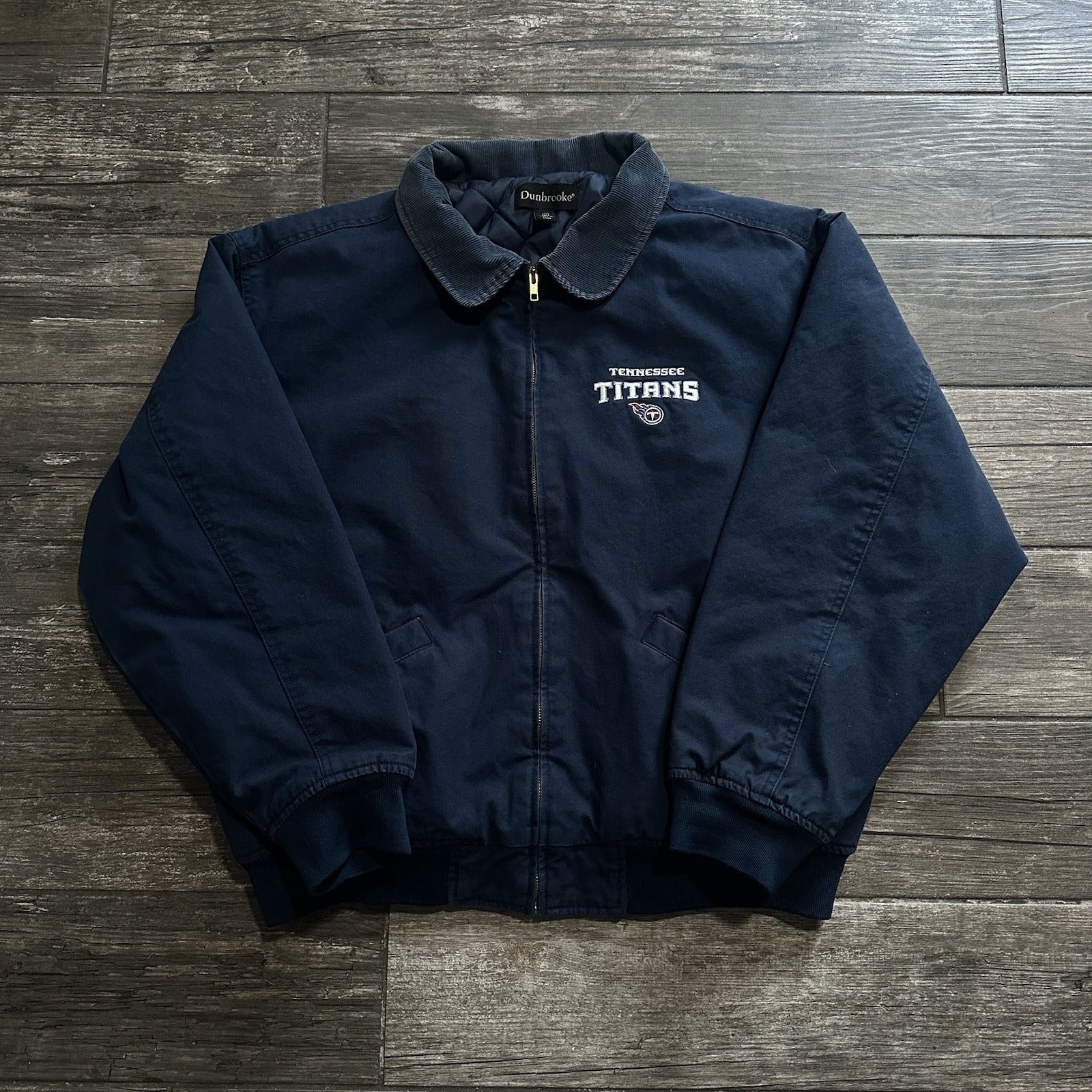 VTG TENNESSEE TITANS DETROIT STYLE NAVY BLUE FOOTBALL JACKET COAT XL CORDUROY Yesterday's Fits Clothing Fashion Vintage Streetwear Fashion Item