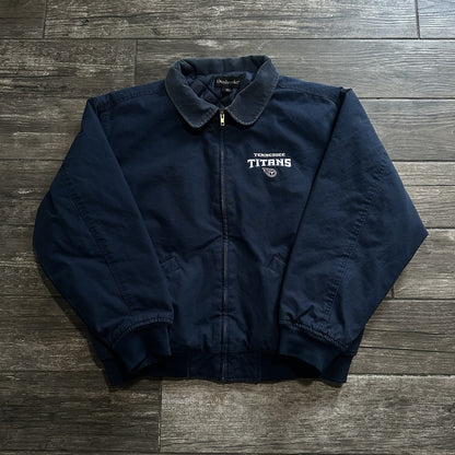 VTG TENNESSEE TITANS DETROIT STYLE NAVY BLUE FOOTBALL JACKET COAT XL CORDUROY Yesterday's Fits Clothing Fashion Vintage Streetwear Fashion Item