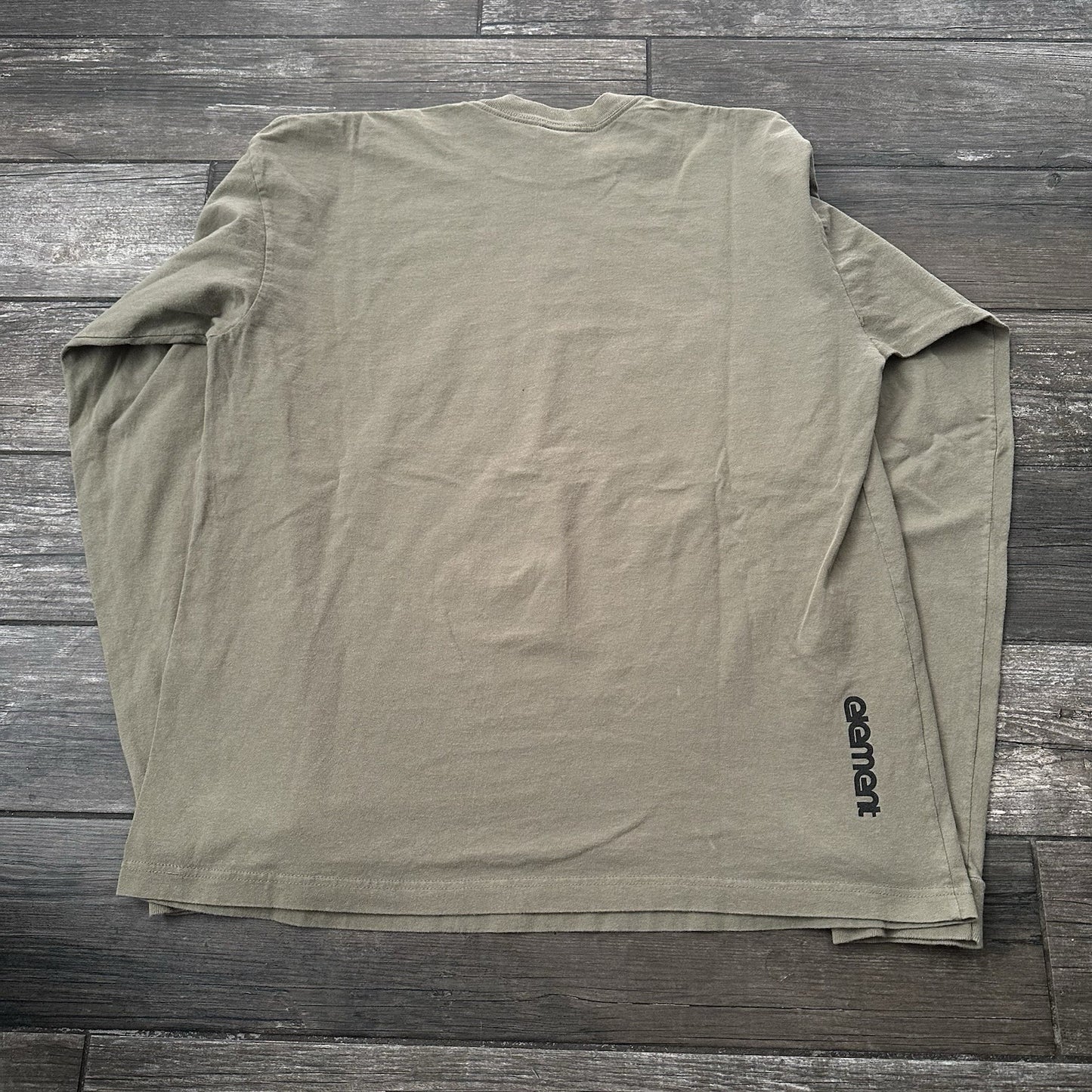 Y2K ELEMENT LONG SLEEVE SKATE TEE T-SHIRT TAN KHAKI SPELL OUT LOGO SZ XL Yesterday's Fits Clothing Fashion Vintage Streetwear Fashion Item