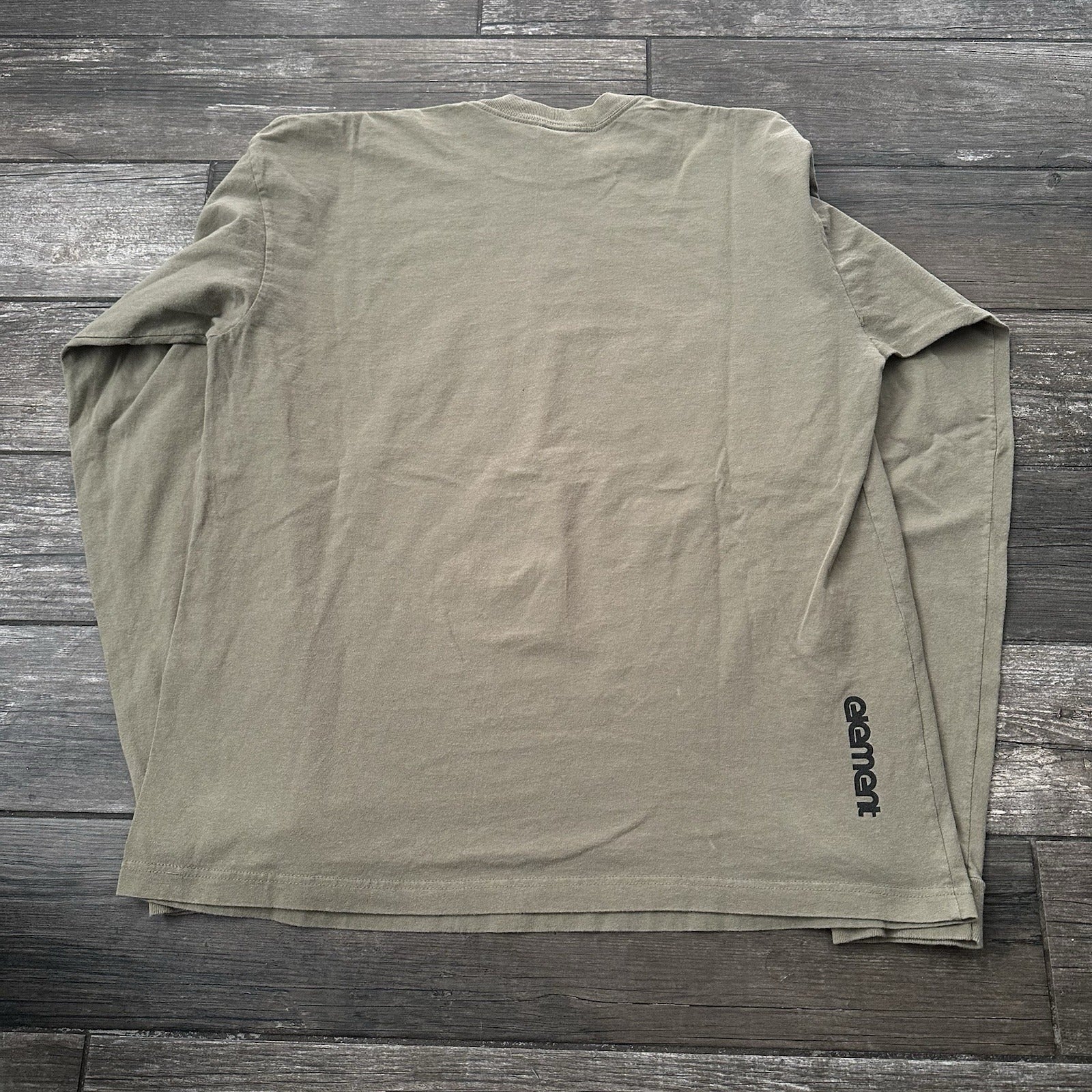 Y2K ELEMENT LONG SLEEVE SKATE TEE T-SHIRT TAN KHAKI SPELL OUT LOGO SZ XL Yesterday's Fits Clothing Fashion Vintage Streetwear Fashion Item