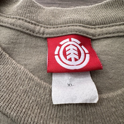 Y2K ELEMENT LONG SLEEVE SKATE TEE T-SHIRT TAN KHAKI SPELL OUT LOGO SZ XL Yesterday's Fits Clothing Fashion Vintage Streetwear Fashion Item