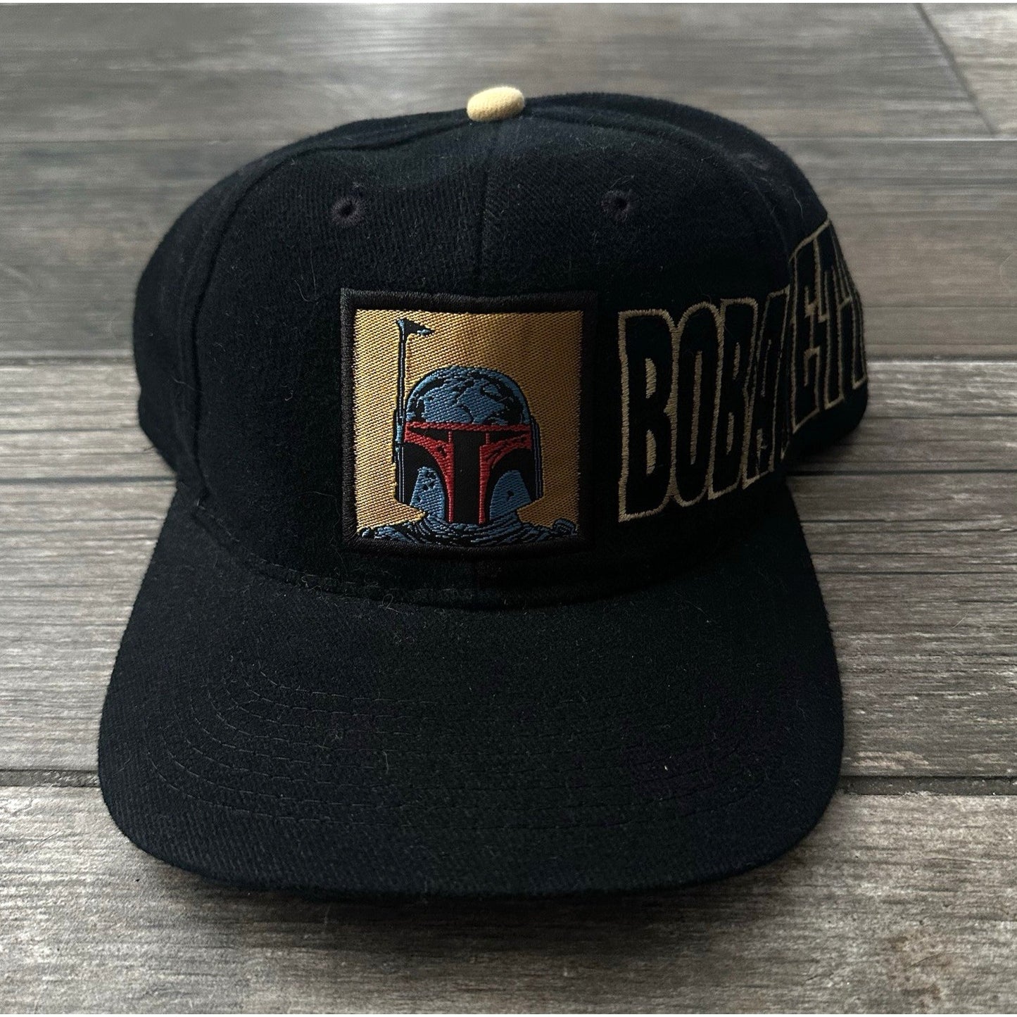 VTG STAR WARS BOBBA FETT BLOCK HEAD CHARACTER BLACK SNAPBACK MOVIE PROMO HAT Yesterday's Fits Clothing Fashion Vintage Streetwear Fashion Item
