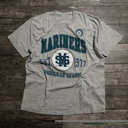VTG 90s SEATTLE MARINERS GREY BASEBALL MLB SHIRT SZ XL LOGO Yesterday's Fits Clothing Fashion Vintage Streetwear Fashion Item