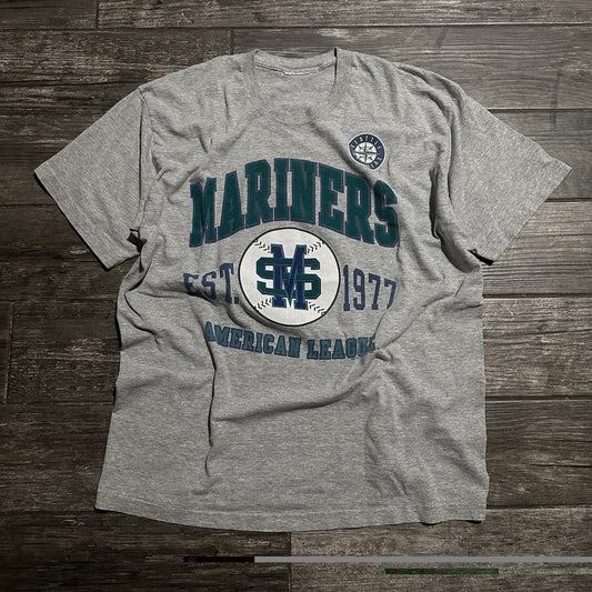 VTG 90s SEATTLE MARINERS GREY BASEBALL MLB SHIRT SZ XL LOGO Yesterday's Fits Clothing Fashion Vintage Streetwear Fashion Item