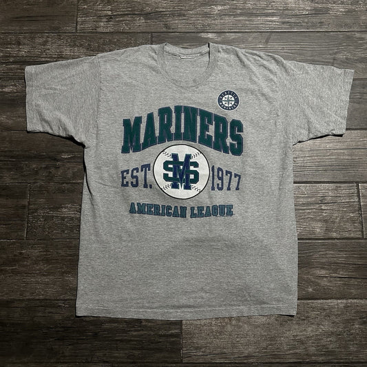 VTG 90s SEATTLE MARINERS GREY BASEBALL MLB SHIRT SZ XL LOGO Yesterday's Fits Clothing Fashion Vintage Streetwear Fashion Item