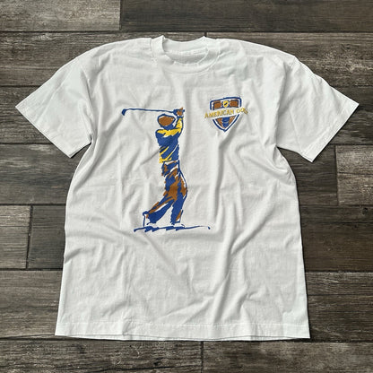 VTG AMERICAN GOLF WHITE CLASSIC GRAPHIC T-SHIRT PROMO SZ XL ART TEE Yesterday's Fits Clothing Fashion Vintage Streetwear Fashion Item