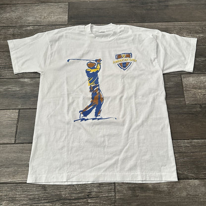 VTG AMERICAN GOLF WHITE CLASSIC GRAPHIC T-SHIRT PROMO SZ XL ART TEE Yesterday's Fits Clothing Fashion Vintage Streetwear Fashion Item