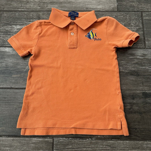 POLO RALPH LAUREN ORANGE FISH COLLARD SHIRT YOUTH KIDS SZ 5 1/4 BUTTON Yesterday's Fits Clothing Fashion Vintage Streetwear Fashion Item