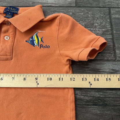 POLO RALPH LAUREN ORANGE FISH COLLARD SHIRT YOUTH KIDS SZ 5 1/4 BUTTON Yesterday's Fits Clothing Fashion Vintage Streetwear Fashion Item