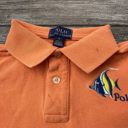 POLO RALPH LAUREN ORANGE FISH COLLARD SHIRT YOUTH KIDS SZ 5 1/4 BUTTON Yesterday's Fits Clothing Fashion Vintage Streetwear Fashion Item