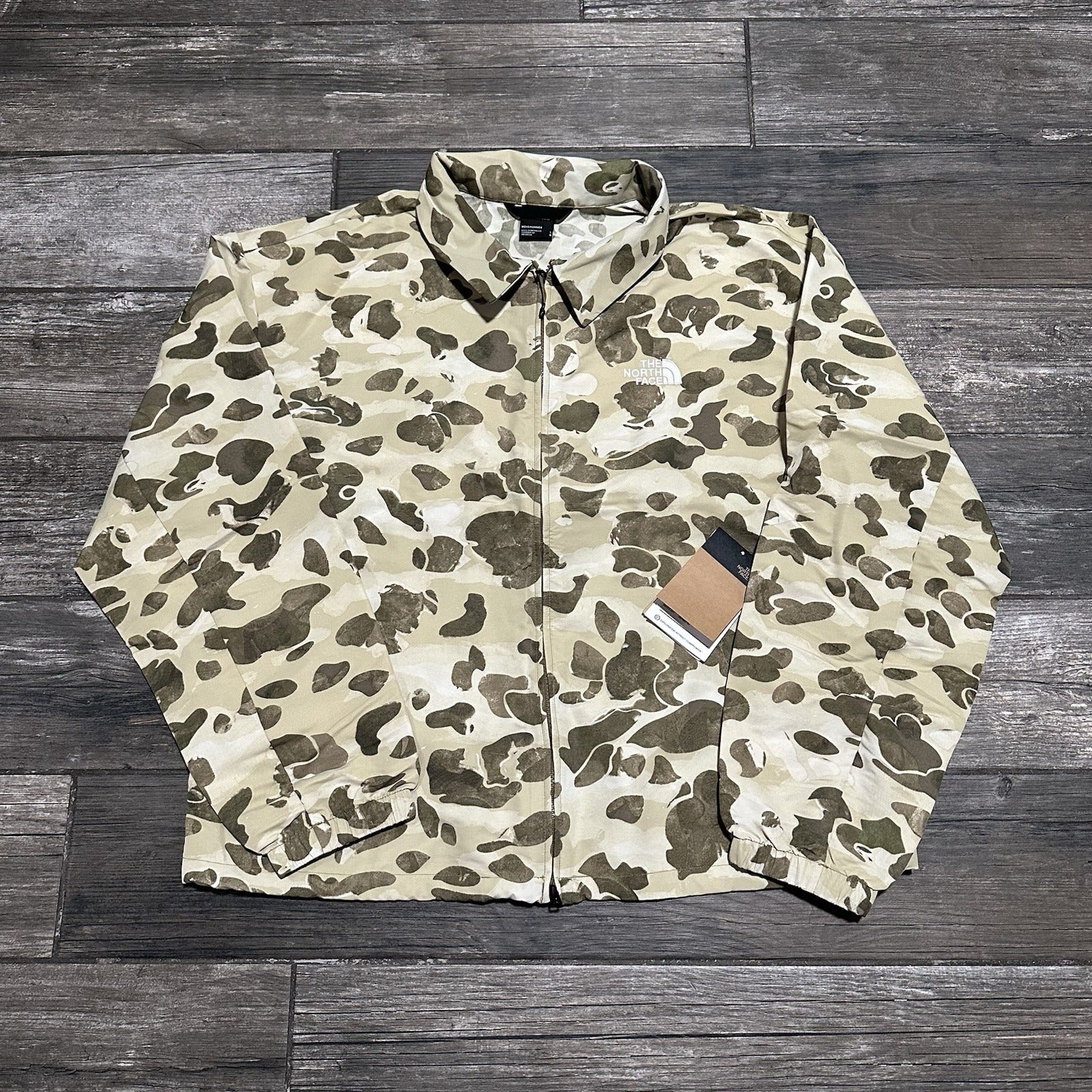NWT $120 THE NORTH FACE EASY PACKABLE CAMO WINDBREAKER JACKET TAN SZ L COACHES Yesterday's Fits Clothing Fashion Vintage Streetwear Fashion Item