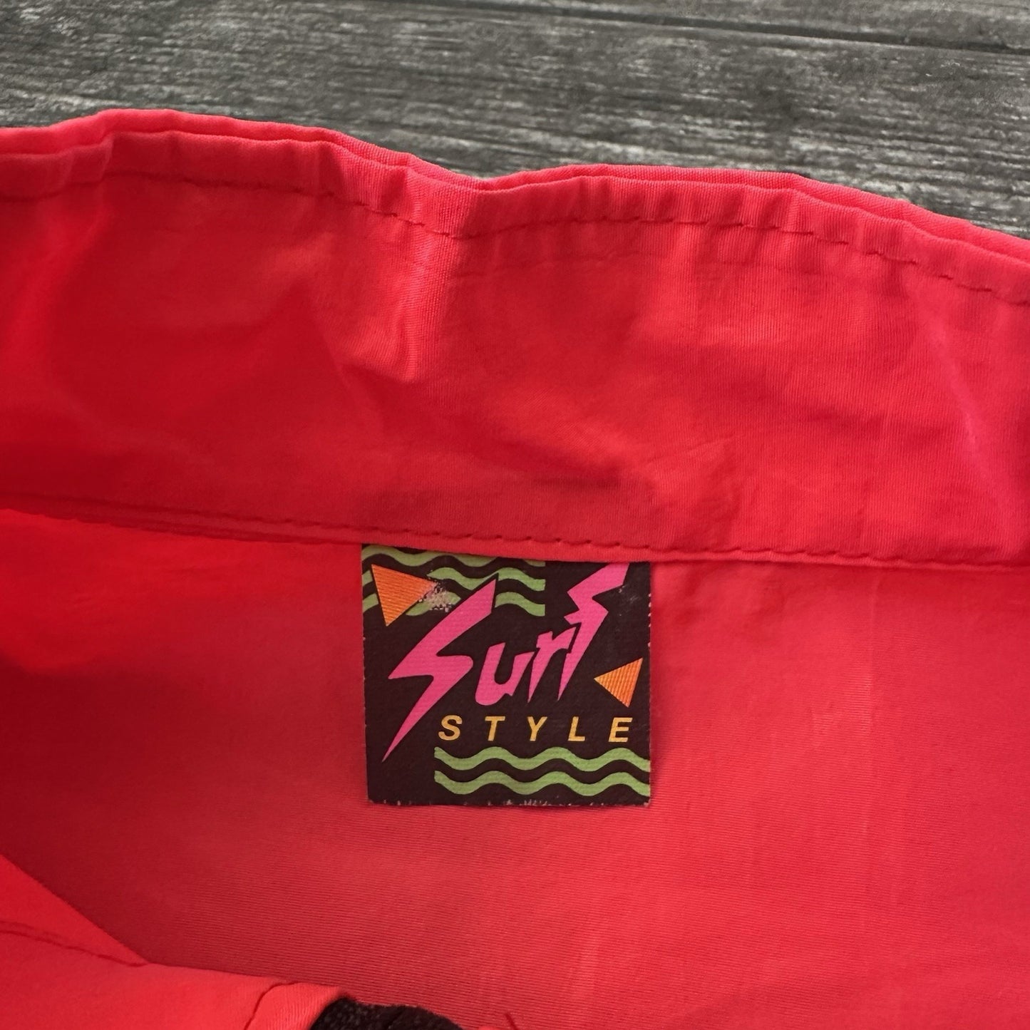 VTG 80s SURF STYLE 1/4 ZIP PULLOVER WINDBREAKER JACKET SZ L BLACK ACCENTS NEON