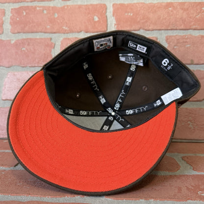 NEW ERA NEW YORK METS 40TH SEASON PATCH BROWN FITTED BASEBALL HAT 6 7/8 ORANGE Yesterday's Fits Clothing Fashion Vintage Streetwear Fashion Item