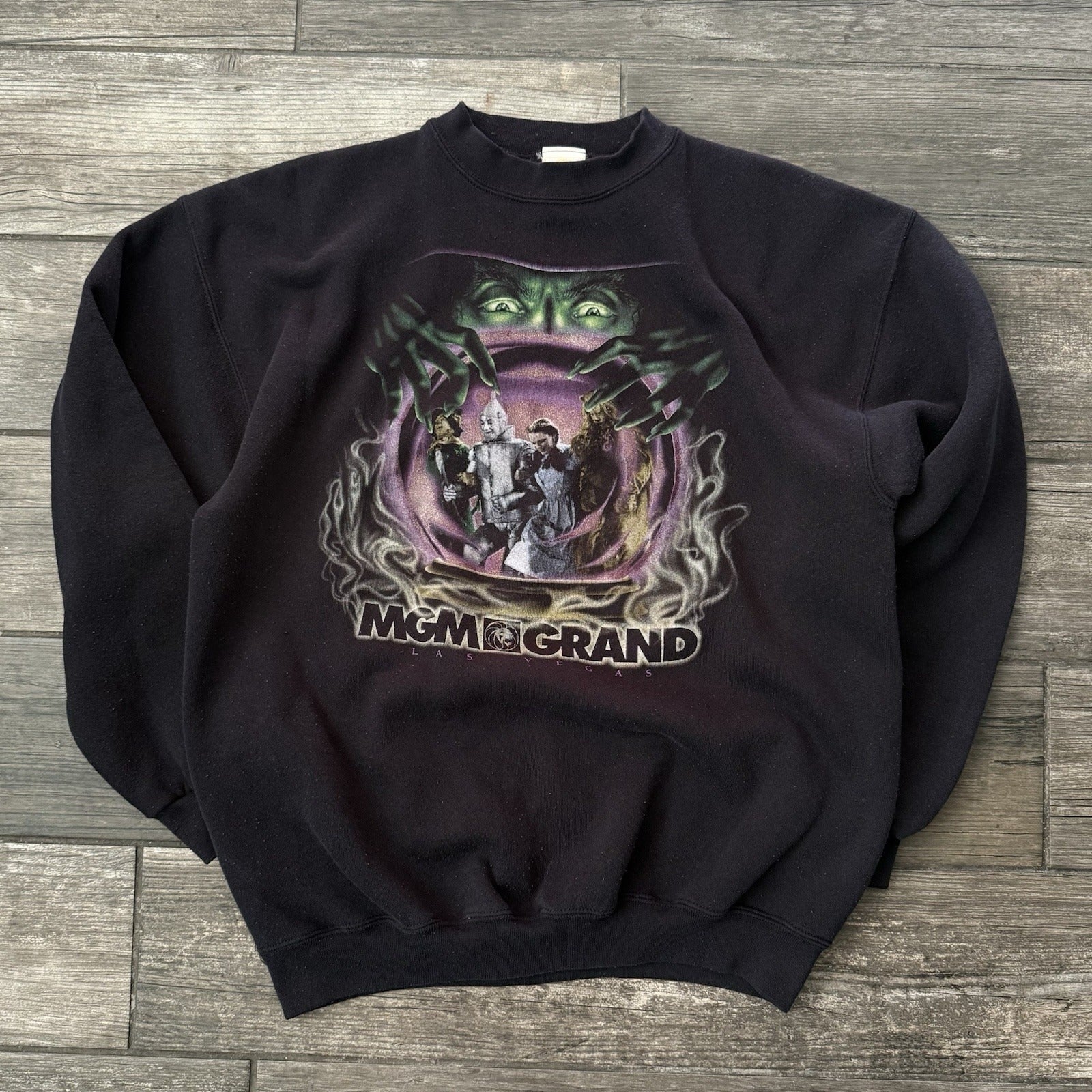 VTG 90s MGM GRAND WIZARD OF OZ WICKED WITCH BLACK SWEATSHIRT FITS SZ M MOVIE Yesterday's Fits Clothing Fashion Vintage Streetwear Fashion Item