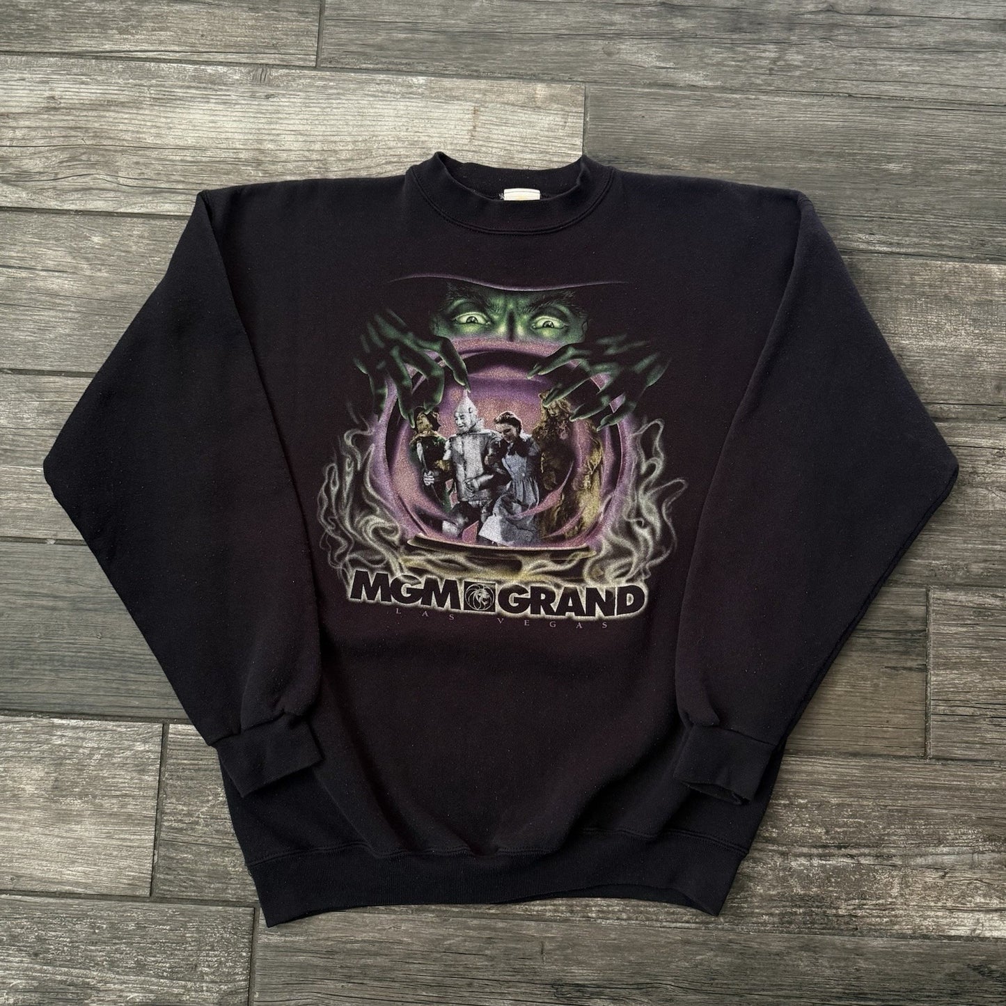 VTG 90s MGM GRAND WIZARD OF OZ WICKED WITCH BLACK SWEATSHIRT FITS SZ M MOVIE Yesterday's Fits Clothing Fashion Vintage Streetwear Fashion Item