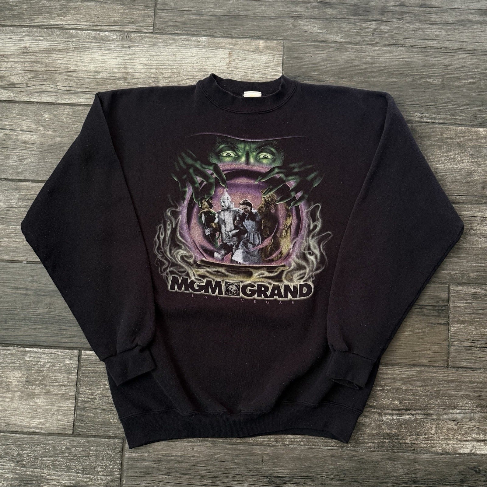 VTG 90s MGM GRAND WIZARD OF OZ WICKED WITCH BLACK SWEATSHIRT FITS SZ M MOVIE Yesterday's Fits Clothing Fashion Vintage Streetwear Fashion Item