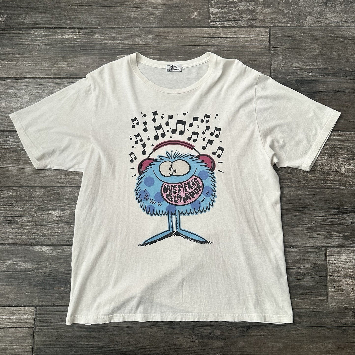 HYSTERIC GLAMOUR KEVIN LYONS CARTOON GRAPHIC WHITE T-SHIRT SHORT SLEEVE 2018 XL Yesterday's Fits Clothing Fashion Vintage Streetwear Fashion Item