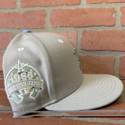 NEW ERA HOUSTON ASTROS FEATURE FITTED OPEL GREY BLUE BASEBALL HAT SZ 7 PATCH CAP Yesterday's Fits Clothing Fashion Vintage Streetwear Fashion Item