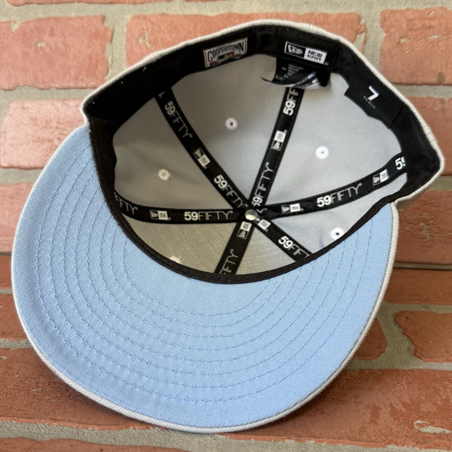 NEW ERA HOUSTON ASTROS FEATURE FITTED OPEL GREY BLUE BASEBALL HAT SZ 7 PATCH CAP Yesterday's Fits Clothing Fashion Vintage Streetwear Fashion Item
