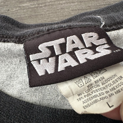 Y2K VTG STAR WARS RETURN OF THE JEDI GREY RINGER GRAPHIC MOVIE PROMO SHIRT SZ L Yesterday's Fits Clothing Fashion Vintage Streetwear Fashion Item