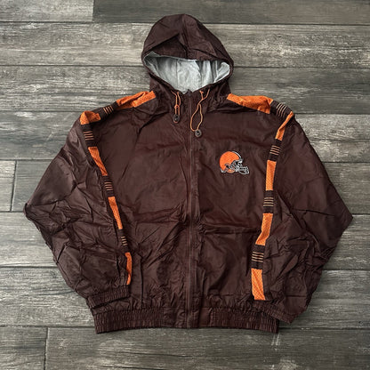 VTG CLEVELAND BROWNS WINDBREAKER WARM UP FOOTBALL NFL JACKET SZ L GAME DAY Yesterday's Fits Clothing Fashion Vintage Streetwear Fashion Item